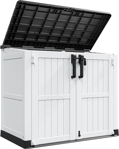 LHBcraft Outdoor Storage Cabinet 36 Cu Ft with Lockable Doors, Portable Horizontal Resin Storage Shed -Easy to Assemble, Waterproof Outdoor Storage Box for Backyards,Patios