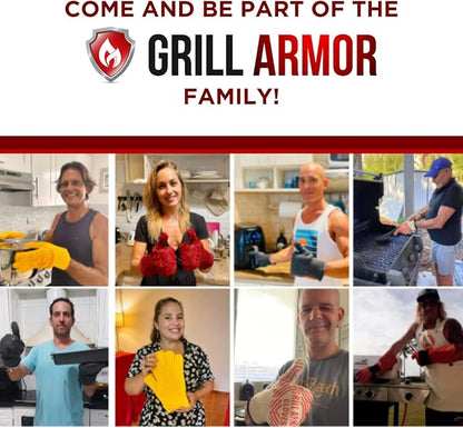 Grill Armor Oven Gloves – 932°F Heat, Fire & Cut Resistant Mitts for BBQ, Grill, Cooking, Grilling, Baking, Smoker & Fire Pit