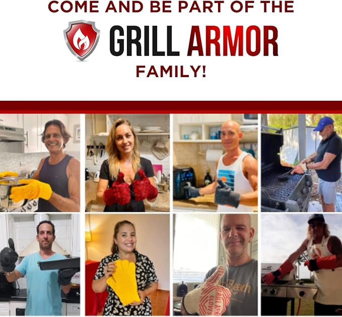 Oven Gloves with Fingers - 932°F Extreme Heat Proof and Cut Resistant Mitts for Kitchen, BBQ, Grill, Baking, Fire Pit - EN407 Certified with Non-Slip Silicone Grip and Cotton Lined for Comfort