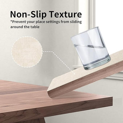Maxpearl Faux Leather Placemats Set of 6 - Waterproof - Wipe Clean - Heat Resistant - Anti Slip Dining Table Place Mats, Suitable for Indoor & Outdoor Use, 17’’×12’’, Beige