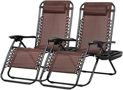 Nazhura Set of 2 Relaxing Recliners Patio Chairs Adjustable Steel Mesh Zero by NazhuraGoodCompanionAtHome
