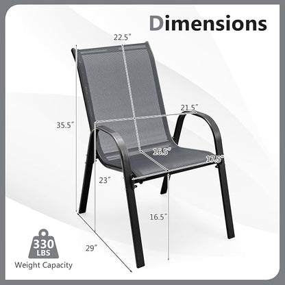 COSTWAY Patio Stackable Dining Chairs Set of 2 - Image 3