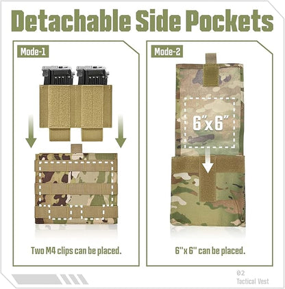 GFIRE Tactical Vest - Airsoft Lightweight Modular 3D Breathable Quick Release Vest, Adjustable Tactical Gear for Training