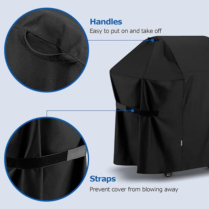 SunPatio 58 Inch Outdoor Grill Cover, Compatible for Weber Genesis II, Genesis 300 and II LX 300 Series Gas Grills, Heavy Duty Waterproof Barbecue Cover, Compared to Weber 7130, 58"W x 25"D x 44.5"H