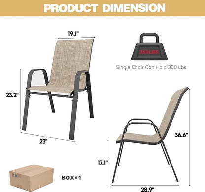 Patio Dining Chairs Set of 6, Outdoor Stackable Dining Chairs - Image 3