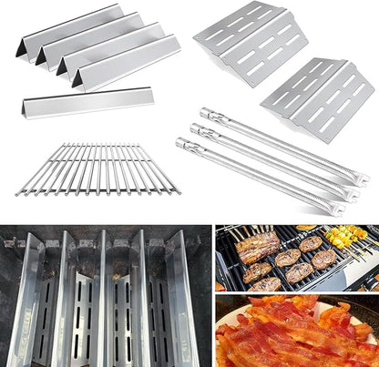 Flavorizer Bars,Heat Deflectors,Grill Burner and Grill Grid for Weber Genesis 300 Series Grills with Front Control Knob, Genesis S310 S320 S330 E310 E320 E330