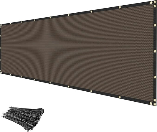 Privacy Fence Screen 8' x 50' Heavy Duty Mesh Windscreen Cloth Brown