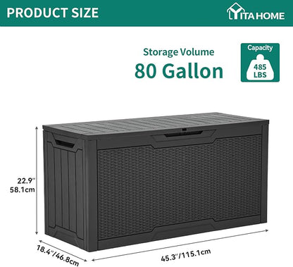 YITAHOME 80 Gallon Outdoor Storage Box | Large Water Resistant Resin Deck Box - Image 6