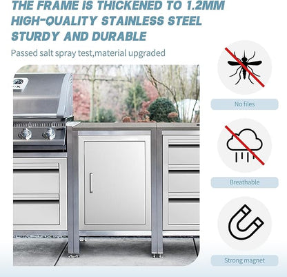 Outdoor Kitchen Door, 20 "W27 H Outdoor Kitchen Access Door, Stainless Steel Barbecue Single Door, Can Be Used for Outdoor Kitchen Island Or Outdoor Kitchen.