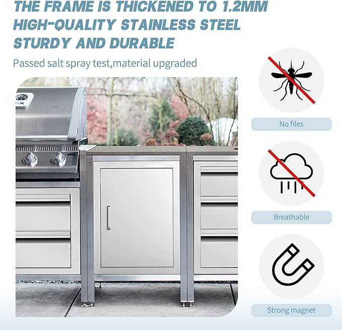 Outdoor Kitchen Door, 17 "W23 H Outdoor Kitchen Access Door, Stainless Steel Barbecue Single Door, Can Be Used for Outdoor Kitchen Island Or Outdoor Kitchen