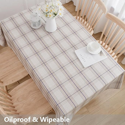 TruDelve Heavy Duty Vinyl Table Cloth for Kitchen Dining Tables Wipeable PVC Tablecloth for Rectangle Table (54'' x 84'', Lattice-3)