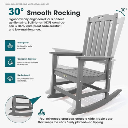 THOEOE Outdoor Rocking Chairs, Oversized Patio Rocking Chair | HDPE Outdoor - Image 3
