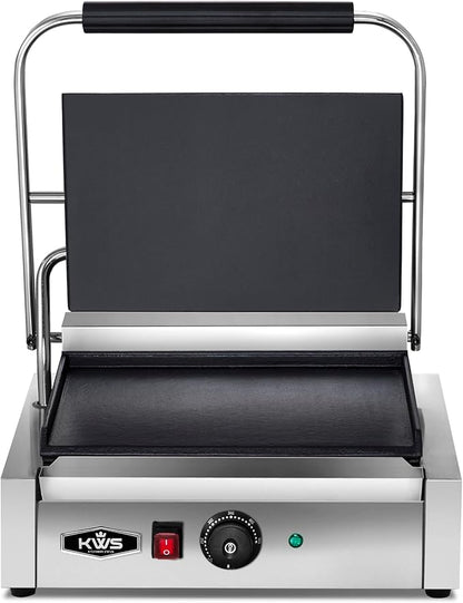 KWS FM-17 1700W Electric Panini Press Maker with Smooth Top & Bottom Plates Sandwich Toasting Grill – 13.5″ X 9.25″ Cooking Surface