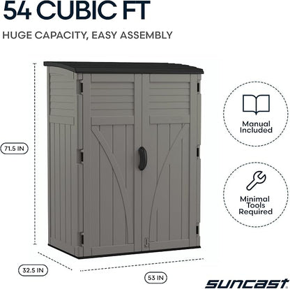 Suncast 54 Cu Ft Medium Vertical Storage Shed, Made in USA - Image 9