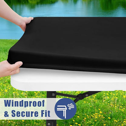 Spandex 8 Foot Rectangle Table Cloth 6 Pack, Elastic Fitted Tablecloths for Picnic, Stretch Washable Patio Table Cover for Outdoor, Camping, Banquet and Parties (Black, 30"x96")