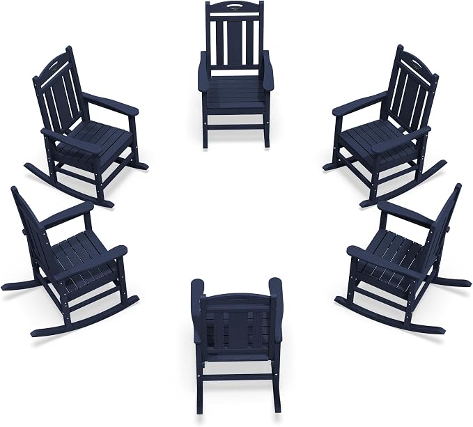 Oversized Outdoor Rocking Chairs Set of 6, 380lbs Heavy-Duty Large Patio Rocker by CIOKEA