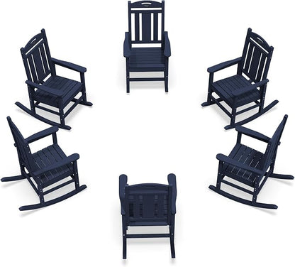 Oversized Outdoor Rocking Chairs Set of 6, 380lbs Heavy-Duty Large Patio Rocker by CIOKEA