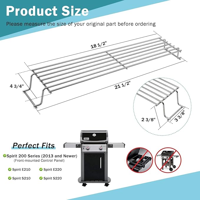 Criditpid Grill Replacement Parts for Weber GS4 Spirit 2 Grill Parts, 7636 Flavorizer Bars, 7638 Grates & 7641 Warming Rack Kit for Weber Spirit I/II 300 Series E310 E320 E330 S310 S320 S330 Grills.