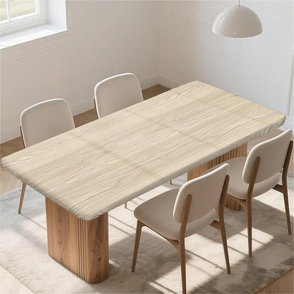 Rectangle Table Cloth Cover Waterproof Elastic Fitted Polyester Fitted Tablecloths for 4 Foot Tables for Indoor,Picnic, Camping, Outdoor （48" x 24"，Wood Grain）