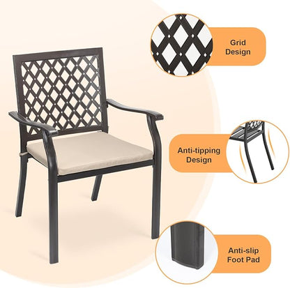 Outdoor Stackable Patio Metal Dining Chairs 4-Piece Set - Image 7