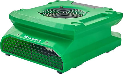 MOUNTO 1/4 HP 1200 CFM Low Profile Air Mover, 2-Speed Carpet Dryer Floor Fan with Dual GFCI Outlets, Stackable Lightweight Blower for Water Damage Restoration (Green)