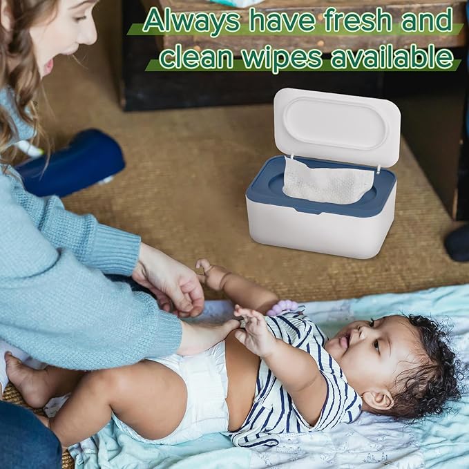 Baby Wipes Dispenser, Wipes Case Baby Wipe Holder Keeps Wipes Fresh, Non-Slip, Easy Open & Close (Blue)