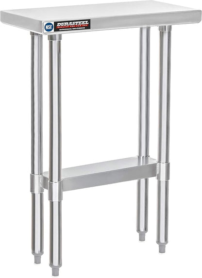 DuraSteel 24x12 Small Stainless Steel Table - NSF Metal Narrow Commercial Food Prep Side Worktable with Under Shelf - For Laundry Room, Kitchen, Outdoor Grill, Small Spaces