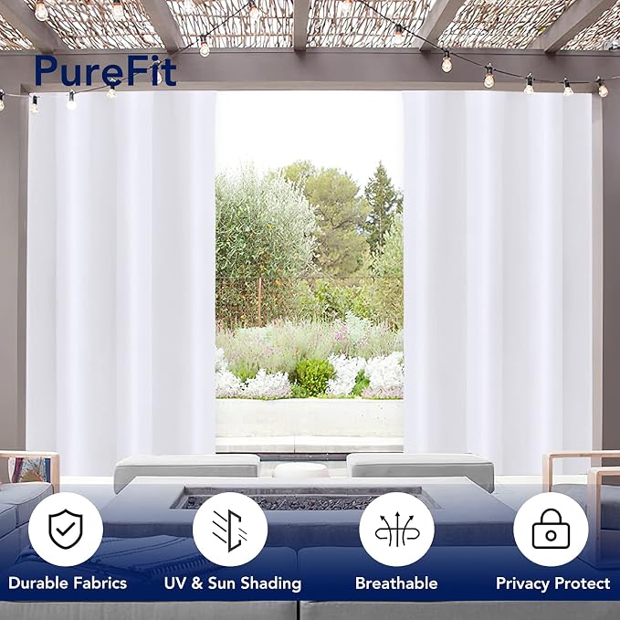 PureFit Outdoor Curtains for Patio Waterproof Weatherproof Outside Curtains | - Image 3