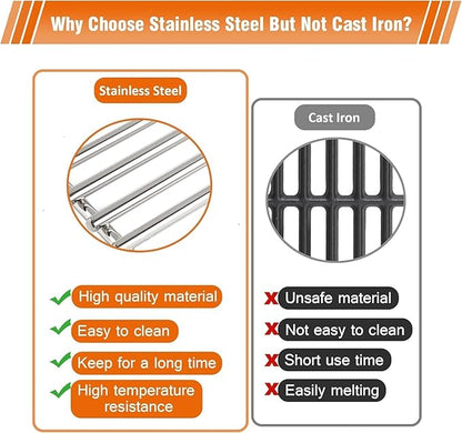 18.75" Cooking Grates for Weber Genesis II 300 and Genesis II LX 300 Series Gas Grills, Genesis II E&S 310 315 320 325 340, Stainless Steel Cooking Grid Replacement Parts for Weber 66095 84136