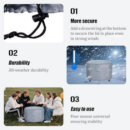 Chinchilla Heavy Duty 50 Inch Round Fire Pit Cover - 100% Waterproof & Weatherproof, Durable All-Season Protection for 48/49/50 Inch Propane Fire Pits and Tables