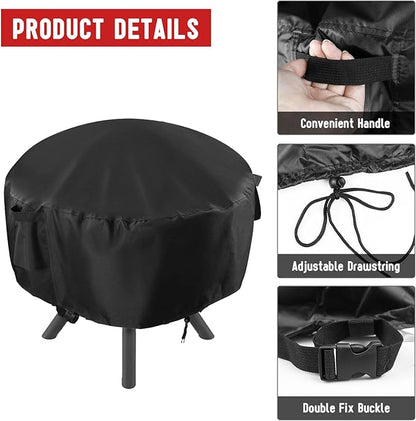POMER Fire Pit Cover,Round Fire Pit Cover for Panovue for Ikuby for Fissfire 35 Inch Fire Pit Sphere, Waterproof Propane Gas Fire Pit Column Cover - 36" D x 34" H