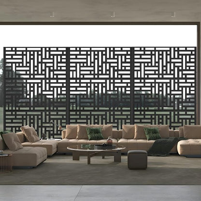 72" H×47" W Metal Privacy Screen, Outdoor Indoor Privacy Screens with Stand Panels, Free Standing Decorative Privacy Screen for Patio