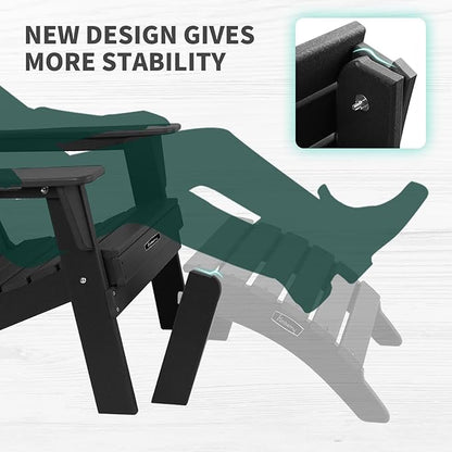 FUNBERRY Folding Adirondack Ottoman, HDPE All Weather Outdoor Foot Rest, Easy Storage Patio Footstool, Ottomans and Footstools for Outside