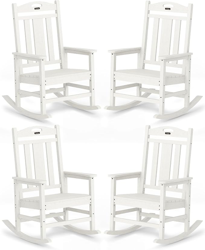 Oversized Outdoor Rocking Chairs Set of 4, 380lbs Heavy-Duty Large Patio Rocker by CIOKEA