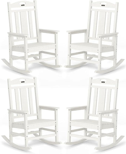 Oversized Outdoor Rocking Chairs Set of 4, 380lbs Heavy-Duty Large Patio Rocker by CIOKEA