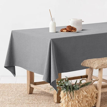 MIULEE Linen Cotton Blend Tablecloth Rectangle, Luxury Waterproof Stain Resistant Durable Farmhouse Oblong Table Cloth for Dining Party Christmas Weddings Birthday, 52 x 84 inch, Light Grey