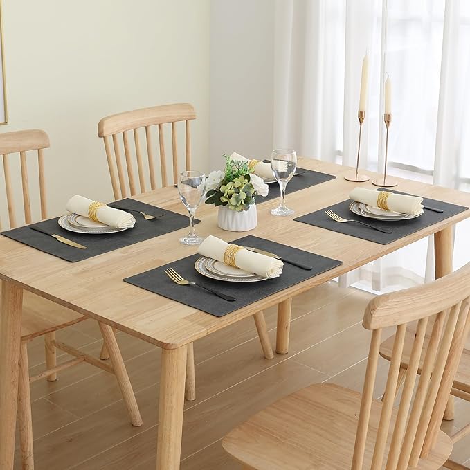 Homaxy Faux Leather Heat Resistant Placemats for Dining Table Set of 12, Waterproof Wipeable Washable PU Table Mats, Easy to Clean Anti-Slip Place Mats, 11.8" x 17", Dark Grey