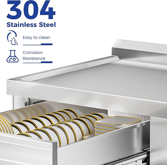 Stainless Steel Sink with Cold and Hot Water Pipes, Free Standing Single Bowl Commercial Kitchen Sink W/Workbench & Storage Shelf, Faucet For Laundry Room, Farmhouse, Indoor/Outdoor(47 inch)