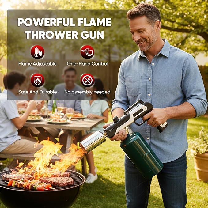 Saker Propane Torch Gun Plus 2026|Blow Torch with Adjustable Flame 3272°F High Heat|Professional Torch for Searing Steak,Welding,Campfire,BBQ|Propane Tank Not Included (3PC)