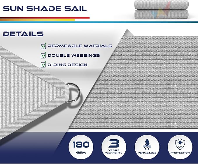 Windscreen4less 18' x 18' x 18' Sun Shade Sail Triangle Outdoor Canopy Cover UV - Image 3