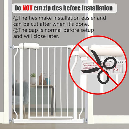 Extra Wide Baby Gate, 57.5-62 Inch - White Metal, Pressure Mounted Indoor Safety Gate, Walk-Through Dog Gate for Kids & Pets