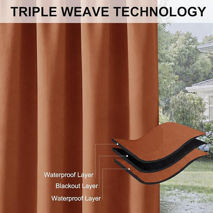 RYB HOME Outdoor Curtains for Patio Waterproof Privacy Thermal Insulated | - Image 6