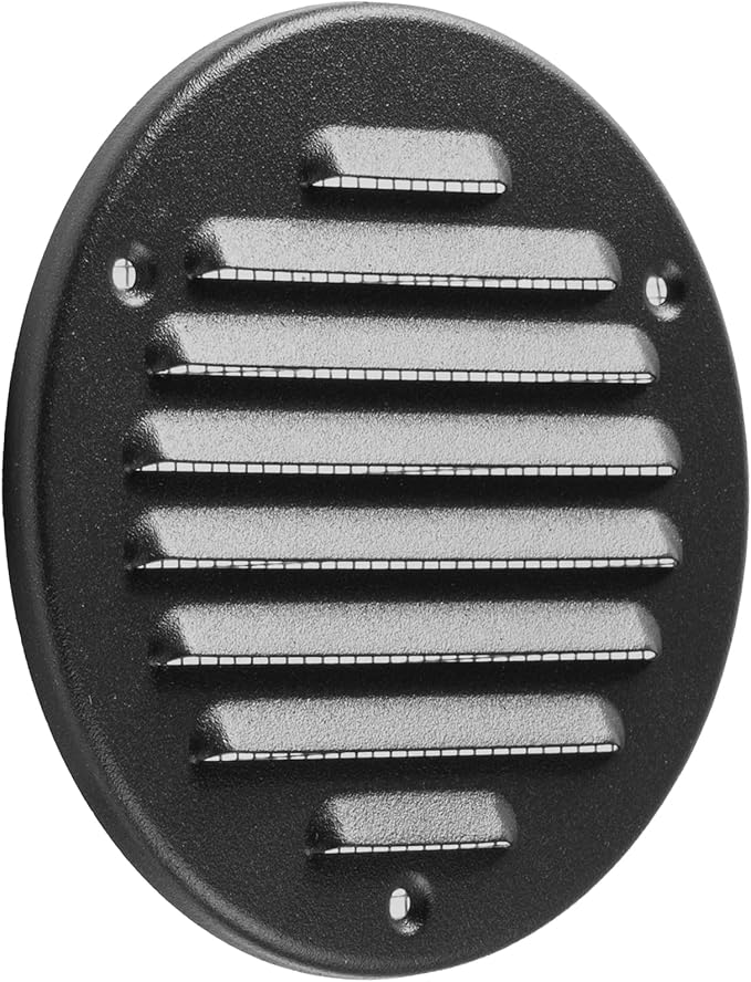Vent Systems - 4 Inch (Inner) Pack of 10 Black Metal Round Soffit Air Vent Grille Cover, Register air Vent Deflector, Louver - Built-in Mesh - HVAC for Bathroom, Home Office, Kitchen 5 Inch (Outer)