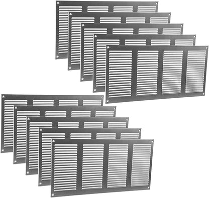 Vent Systems 16" x 8" Inch (Overall Dimensions) Pack of 10 - Galvanized - Air Vent Cover Metal Air Return Grill - Built-in Pest Guard Screen - HVAC Vent Duct Cover for Home Improvement