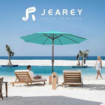 JEAREY 9FT Outdoor Patio Umbrella, Market Umbrella, Peacock Blue | Outdoor - Image 6