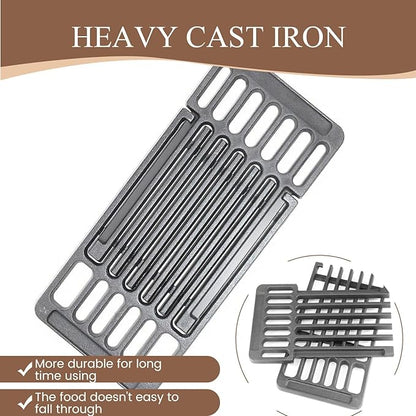 PCBZ0A (3-Pack) 6 1/4 inch wide Adjustable Cast Iron Cooking Grate Replacement for BBQ Grills Gas Eletric Grills, Universal Cooking Grids Extend from 14" up to 20" L