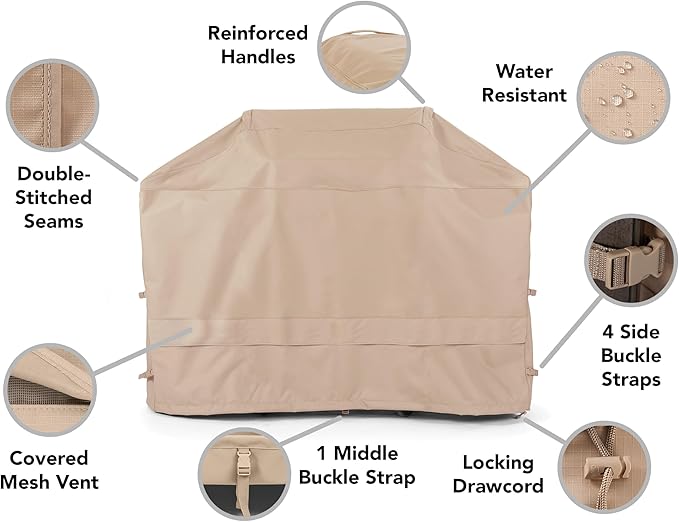 Covermates Grill Cover - Weather Resistant Outdoor Cover, Heavy Duty BBQ Covers for Large Outdoor Kitchen, Ultima 600D Polyester, 80 Inch, Ripstop Tan