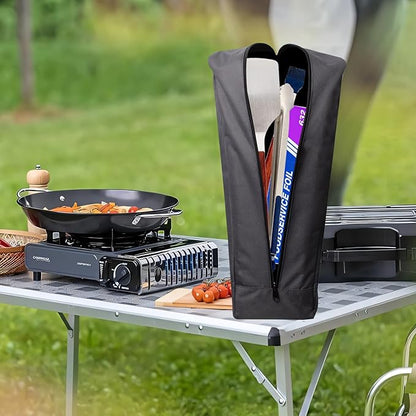 Grill Storage Bag, Grill Utensil Storage,600D Waterproof Oxford Foldable Grill Bag for Camping and Hiking BBQ Tool Storage (Grey)