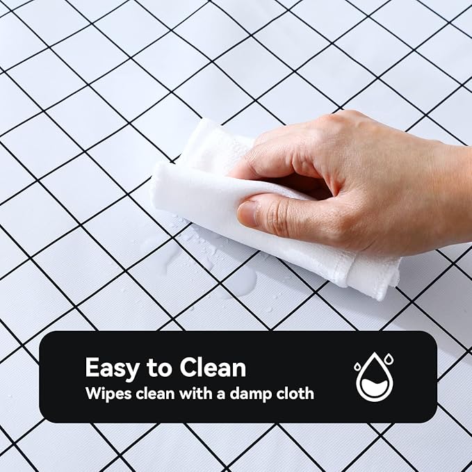 Romanstile Square Vinyl Tablecloth, 100% Waterproof Oil-Proof Checkered Plastic Table Cloth, Heavy Duty Wipeable Table Covers for Dining, Camping, Picnic, Outdoor - 54 x 54 Inch, White