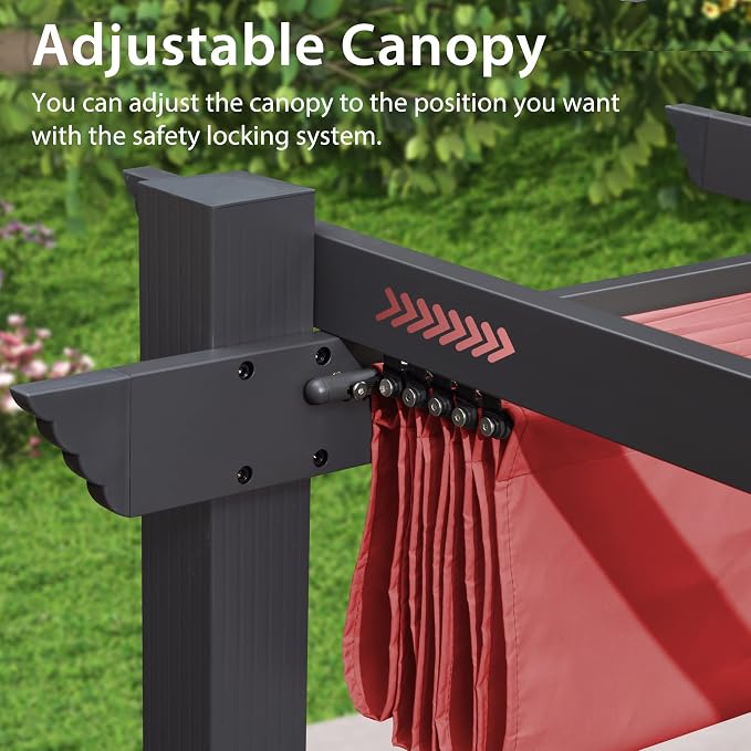 PURPLE LEAF Outdoor Pergola 10' X 18' Retractable Canopy Aluminum, Terra | - Image 9